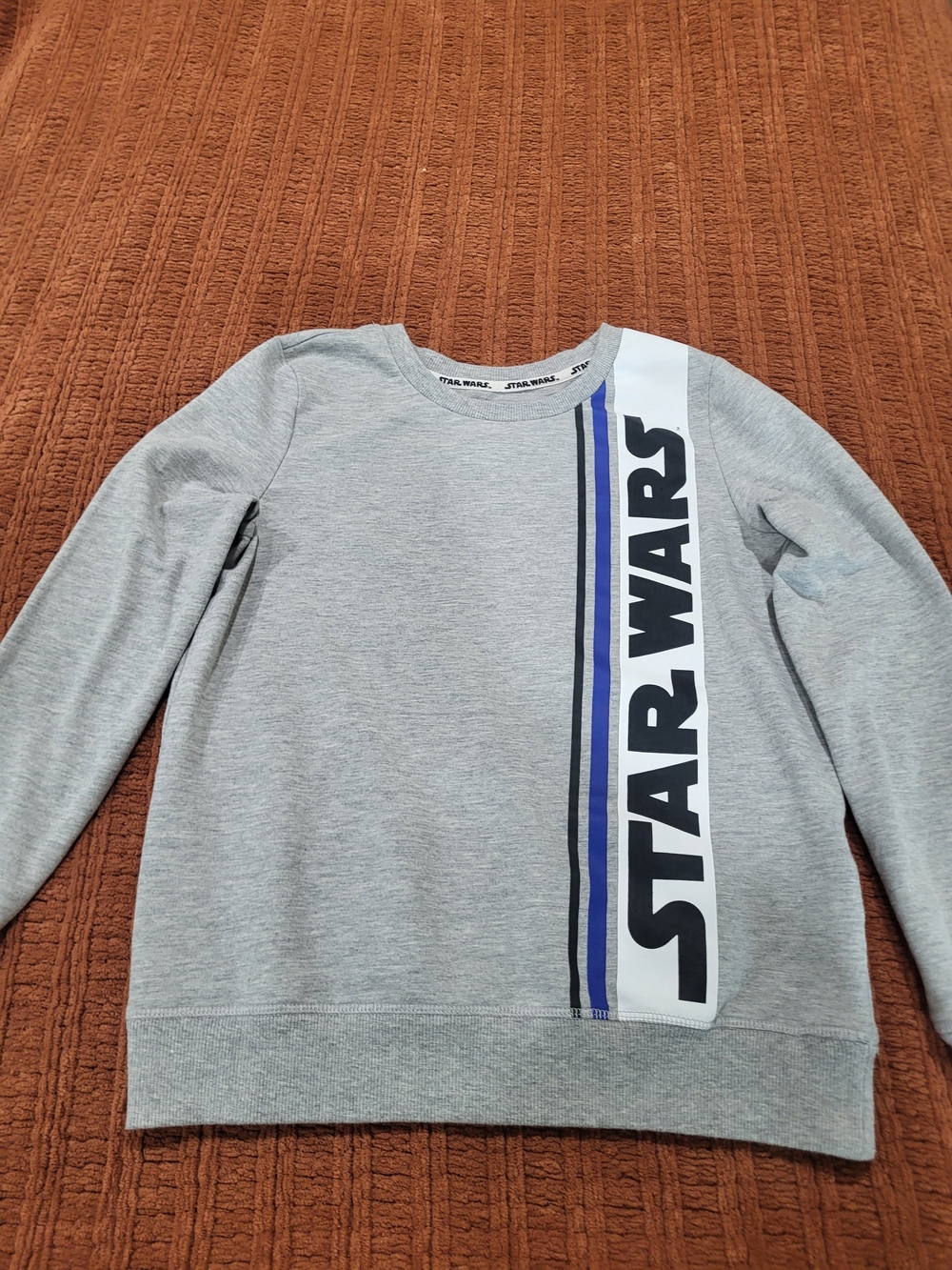 Star Wars Light Gray Sweatshirt with Blue Stripe Accent